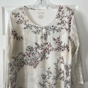 White chiffon and lace blouse